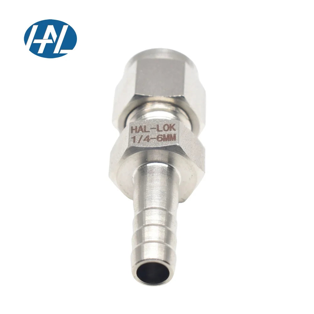 8mm X 3/8\" Barbed Stainless Steel Hose Connector Polished Compression Fitting for Hoses