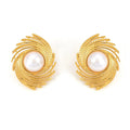 Luxury Vintage Stainless Steel Gold Plated Earrings Tarnish Free Jewelry Geometric Screw Twisted Pearl Stud Earrings for Women