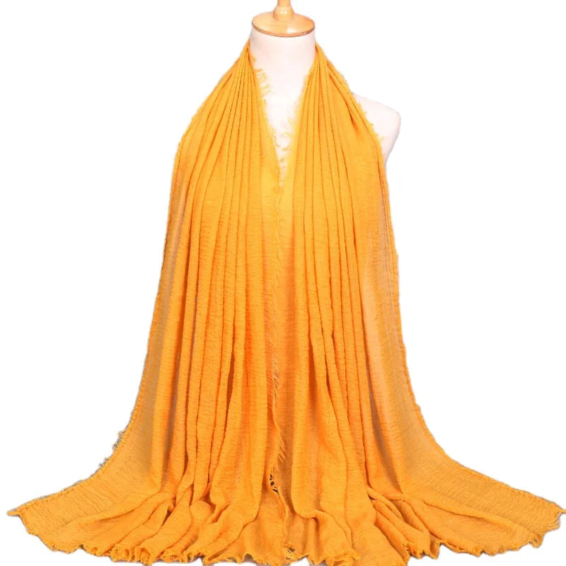 40 Color Women Muslim Crinkle Hijab Scarf Wrinkle Bubble Cotton Viscose Scarves Islamic Hijab Shawls and Wraps Wholesale