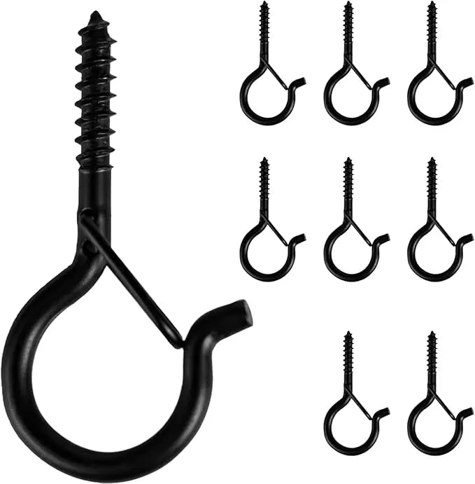 Metal Eye Hooks with Safety Buckle Wall and Ceiling Hooks for Living Room for Hanging Lights and Ceilings