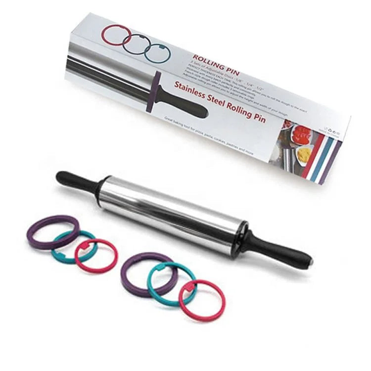 Factory Wholesale Heavy Duty Private Label Kitchen Stainless Steel Adjustable Dough Roller Rolling Pins
