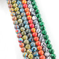 High Quality 4mm 6mm 8mm 10mm Colorful Pattern Natural Stone Malachite Beads Bracelet with Charms