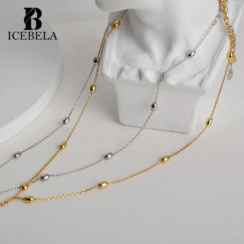 ICEBELA Jewelry 925 Sterling Silver Handmade Beanie Chain Necklace Female Ins Personality Everything Sweater Chain