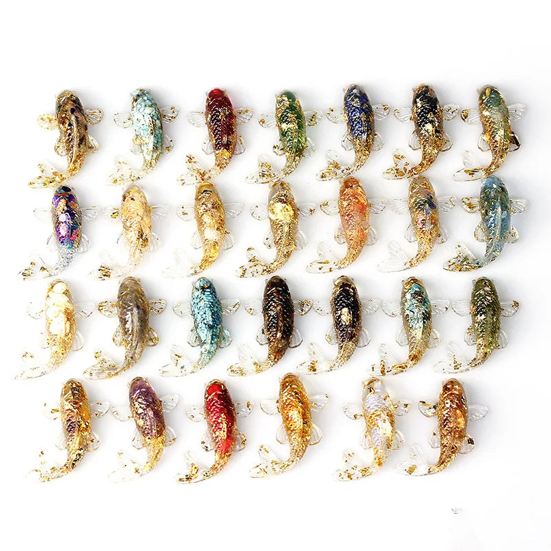 Wholesale Natural Crystal Glass Crafts Healing Quartz Resin Carving Decorations Souvenirs Mini Koi Fish Statues
