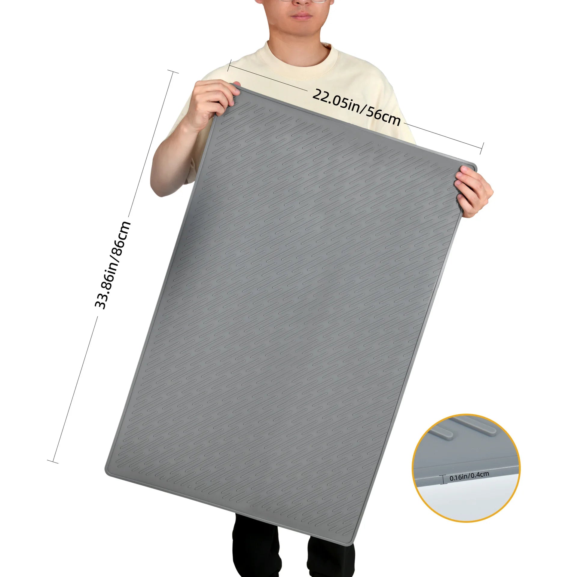 Multifunctional Non-slip Heat Resistant Extra Large Silicone Draining Mat Dish Drying Mat for Kitchen