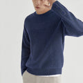 Custom Long Sleeves Men Knitted Sweater Solid Pullover Knitwear Fit Style Crew Neck Wool Thick Knit Sweater