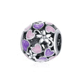 Factory 925 Sterling Silver Enamel Heart Purple Pink Ball Round Flower Charm for Original Bracelet Bangle Jewelry SCC1798
