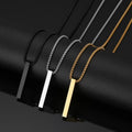 Best Sell Stainless Steel Engraved Letter Pendant Necklace Square Rolo Chain Custom Logo 3D Bar Charm Necklace for Men