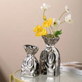 Simple Modern Ceramic Pleated Vase with Matt Glaze for Hydroponic Flower Arrangement & Living Room Tabletop Decor