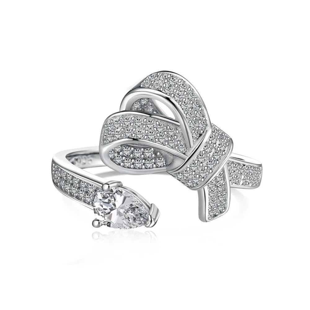 Latest  European and American Design Butterfly Ring S925 Sterling Silver Ring  Party Diamond Ring Fashionable Jewelry Zirconia