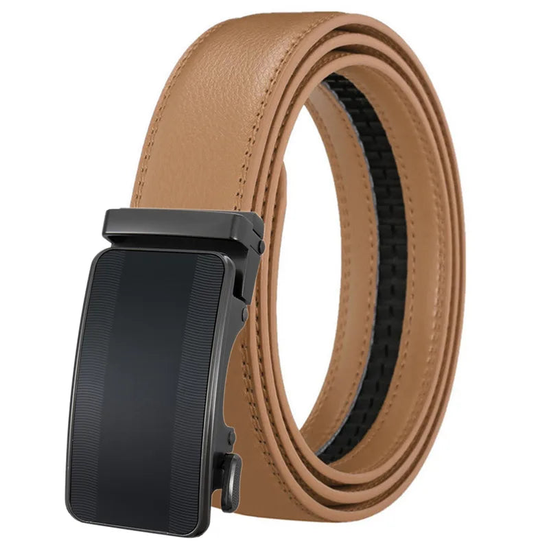 LQbelt 3CM Male Automatic Buckle Belt Men Genuine Leather Ratchet Belts for Men Custom Waistband Factory