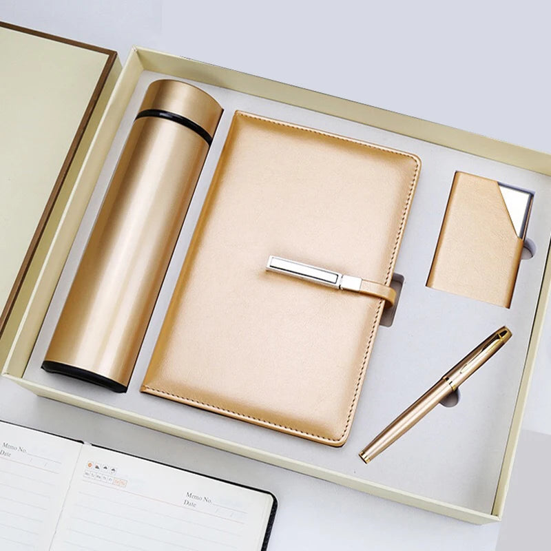 2024 New Classical Corporate Gift Set Flask and Business Notebook for Stationery Usage and Giveaways