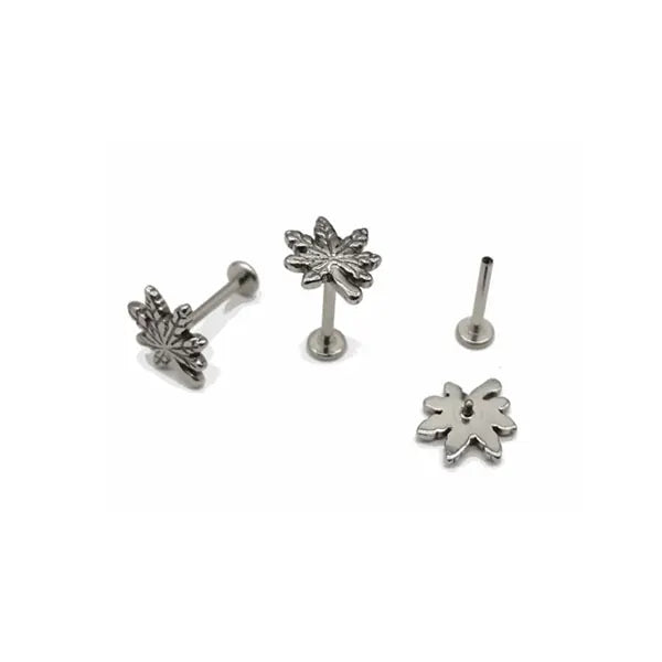 ASTM F136 Titanium Leaf Labret Rings Fashionable Ear Stud Cartilage Tragus Piercings Helix Monore for Children Lip Piercings