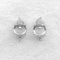 Sterling Silver 6*8/7*9mm Semi Mount Stud Earring Empty Frame Support Blank Setting S925 Base Without Center Stone for DIY Inlay