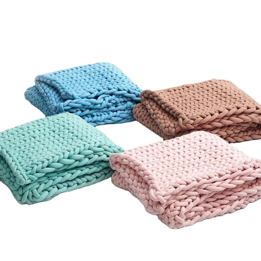 Lla Hot Sale Chunky Knit Blanket Handmade Knitting  Custom Weighted Blanket