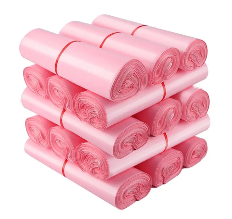 Eco-friendly Custom Size Pink Poly Mailer Bag 100 Pcs Each with Print Surface Treatment Express Mail Courier Mails Packaging