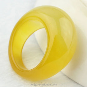 Certified Chumu Ice Through Chalcedony Water Drop Curved Jade Ring Finger Wholesale