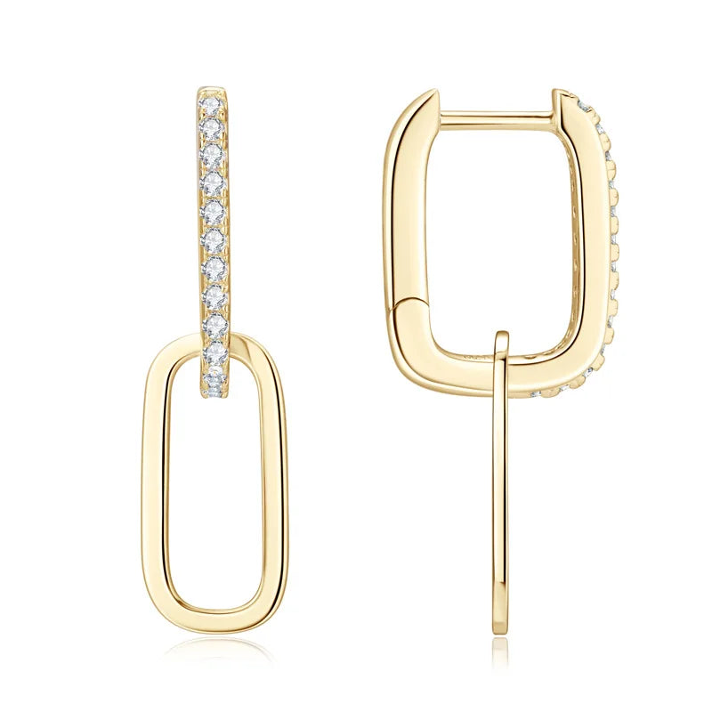 Fashion Jewelry Grade D Moissanite Diamond Hoop Earrings 925 Sterling Silver 0.16+0.16ct Moissanite Huggie Earrings Women
