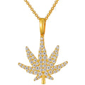 Drop Shipping Lucky Charm Silver 925 Moissanite Leaf Pendant Necklace Bling Gift for Hip Hop Friends