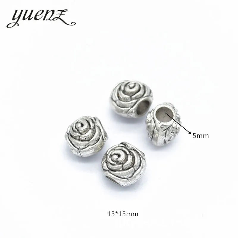 Tibetan Silver Flower Metal Beads Fit for European Charm Bracelet Jewelry Making DIY Jewelry Findings Handmade R155