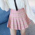 Auyan High-waisted A-line Student Checked Tennis Short Skirt