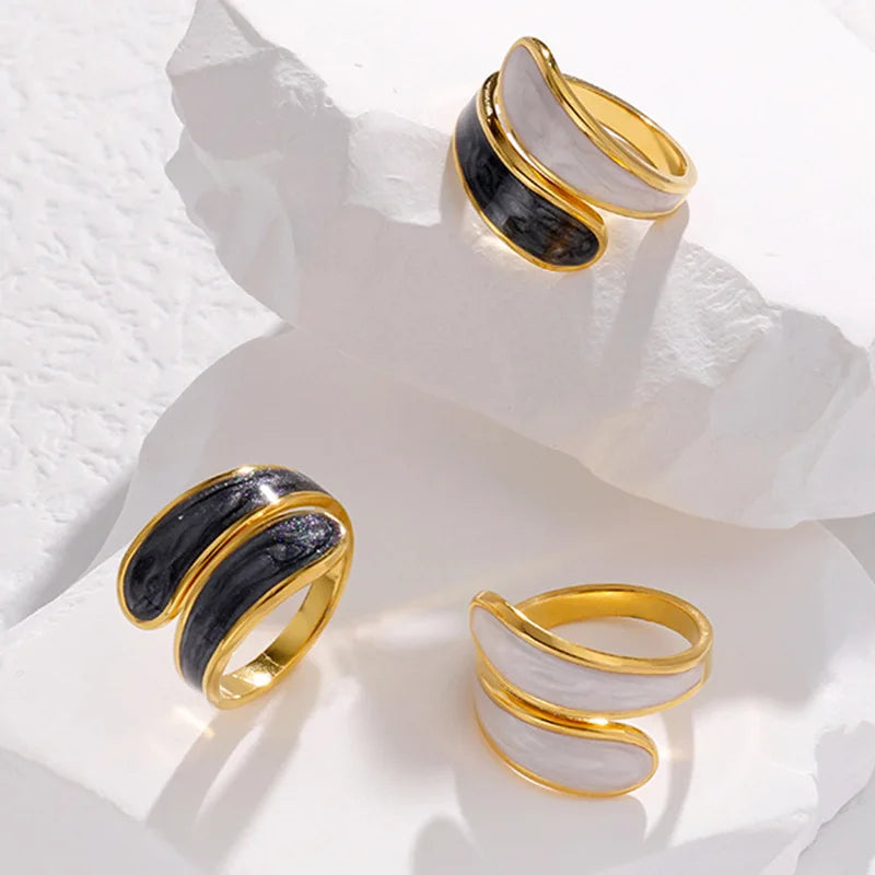 Personalized Titanium Steel Ring Adjustable Dropping Oil Stainless Steel Index Finger Ring Simple and Cold Hand Decoration