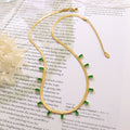 Tarnish Free Waterproof Women Trendy Jewelry 18K Gold Plated Cubic Zirconia Necklace Stainless Steel Blade Snake Chain