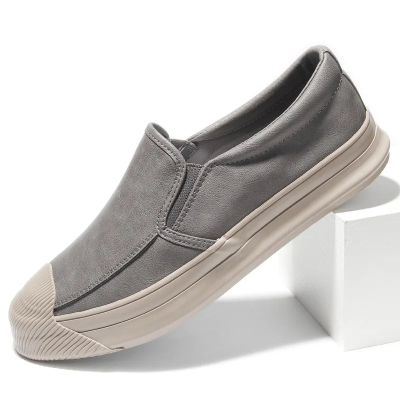 New Style Fashion Male Slip-on Leather Loafers PU Versatile Soft Sole Flats Casual Mens Shoes