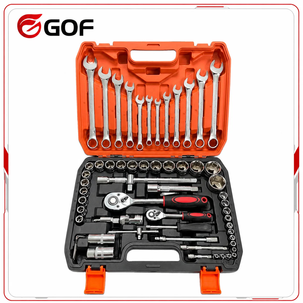 61PCS Carbon Steel Automotive Repair Tool Set Socket Wrench Kit 1 Set Hand Tool Box