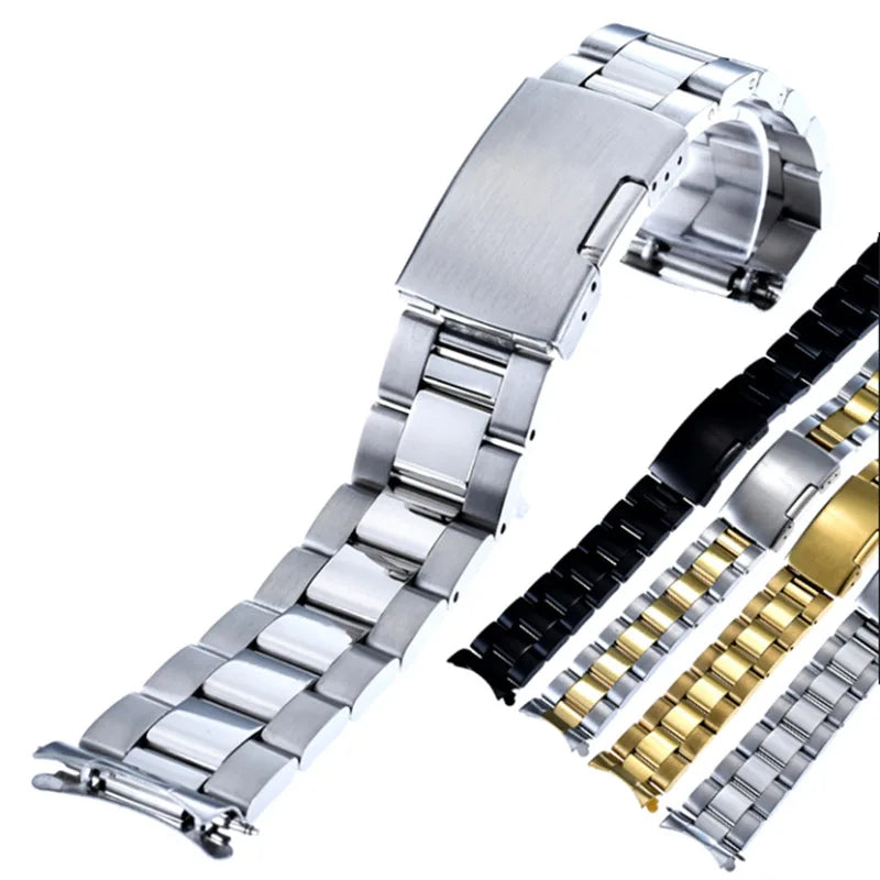 High Quality Luxury Diving Watch Band Replacement 3 Brushed Polished 316L Stainless Steel Beads 16 18 19 20 21 22 24 26mm Watch