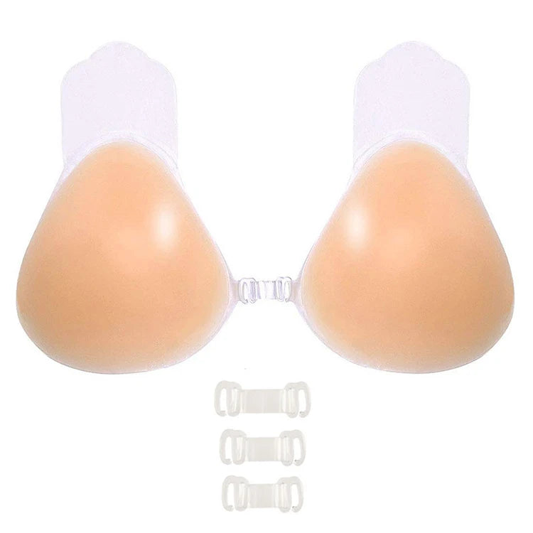 Cutting Stick on Breast Transparent Tape Push up Adhesive Lifting Invisible Silicone Bra With 3 Buckle