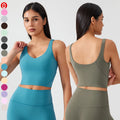 Wholesale Fitness V Neck Push up Yoga Tank Top Nude High Impact Activewear Yoga Wear Running Workout Women Sexy Sports Bra