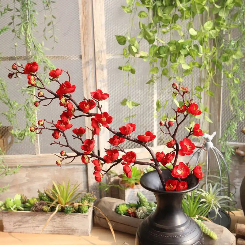 Plum Blossom Artificial Flowers Faux Cherry Silk Plants Party Wedding Home Decorate