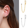 2022 Design Rhinestone Long Chain Moon Diamond Earbone Clip Crystal Moon Crescent Tassel Piercing Geometry Earring Women