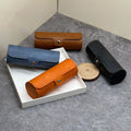 High Quality PU Glasses Case Custom Logo Stress Resistance Sunglasses Case Fashion Snap Button Cylindrical Leather Glasses Case