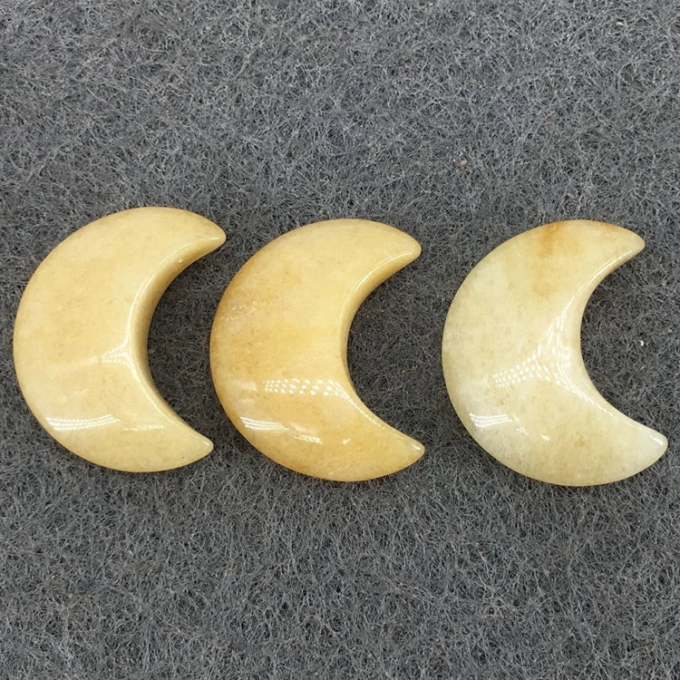 DIY Beautiful Natural Yellow Jade Crystal Moon Charm Polished Healing Carved Face Shape Symbiosis Palm Ornaments