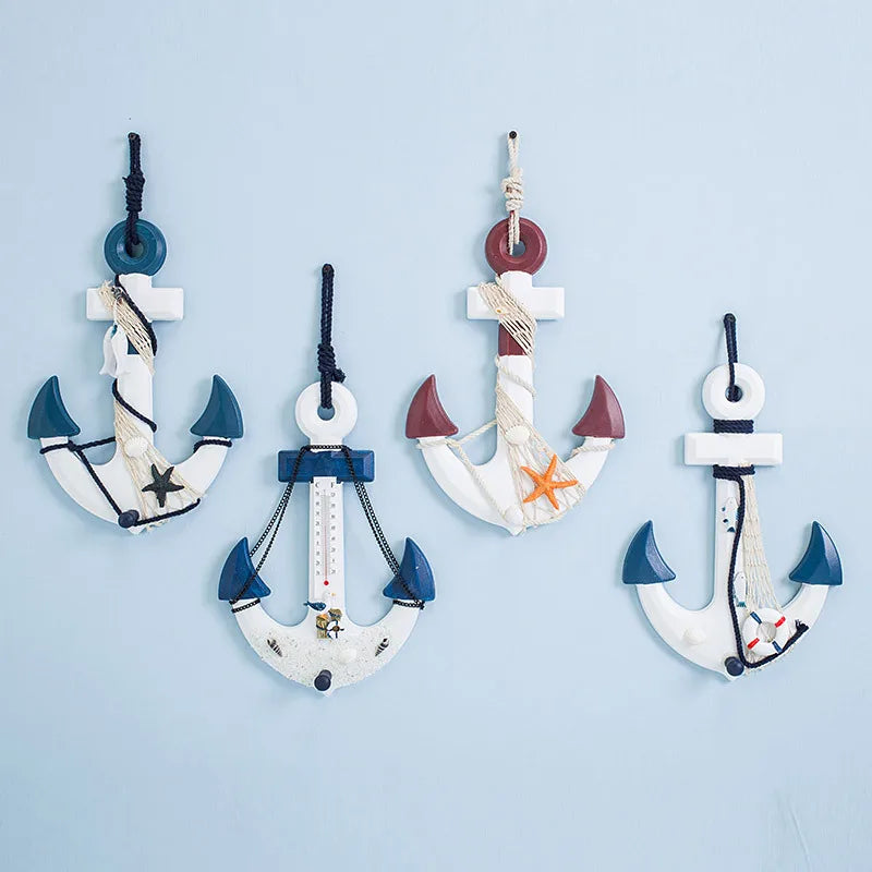 Mediterranean Home Decor HYB01 Eco-Friendly Wood Nautical Anchor Boat Rudder Decor