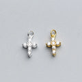 Dainty Cubic Zircon Cross Charm 925 Silver Cubic Zircon Cross Pendant for Jewelry Making Supplies