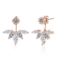 Wholesale S925 Sterling Silver Needle 18k Gold Plated Cubic Zirconia Leaf Front Back Ear Cuffs Stud Earring for Women