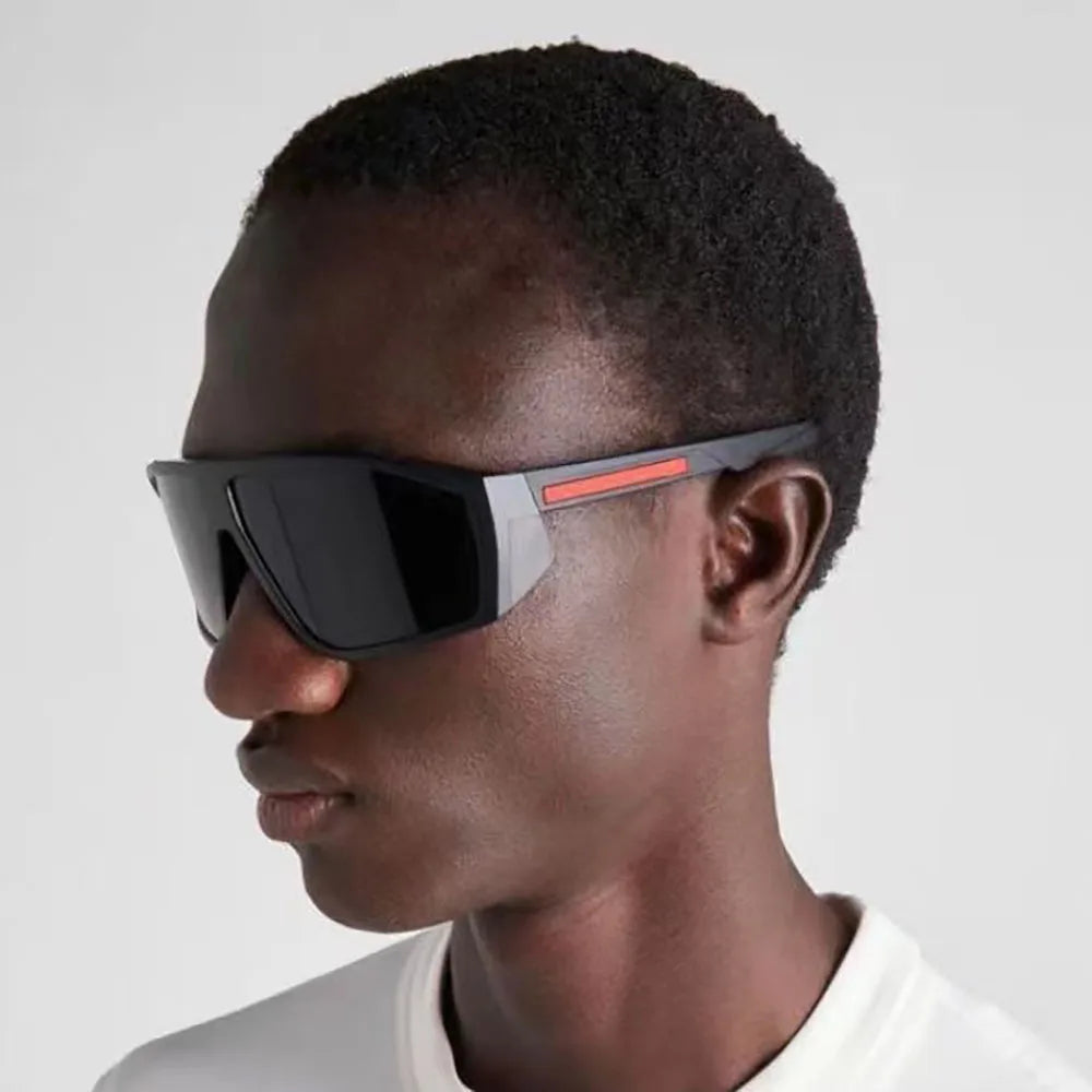 UNOC 2023 Newest Y2K Oversized Sunglasses UV400 Custom Logo White Blue Gray Frames for Men & Women's Bicycle Sports PC Material