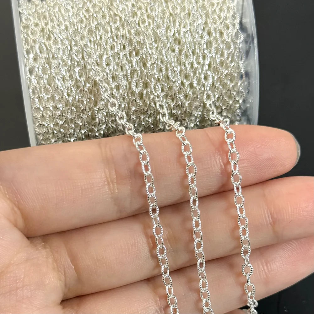 Hot 925 Sterling Silver 2.6mm Patterned Cable Bulk Chain for Girls Men Jewelry Making