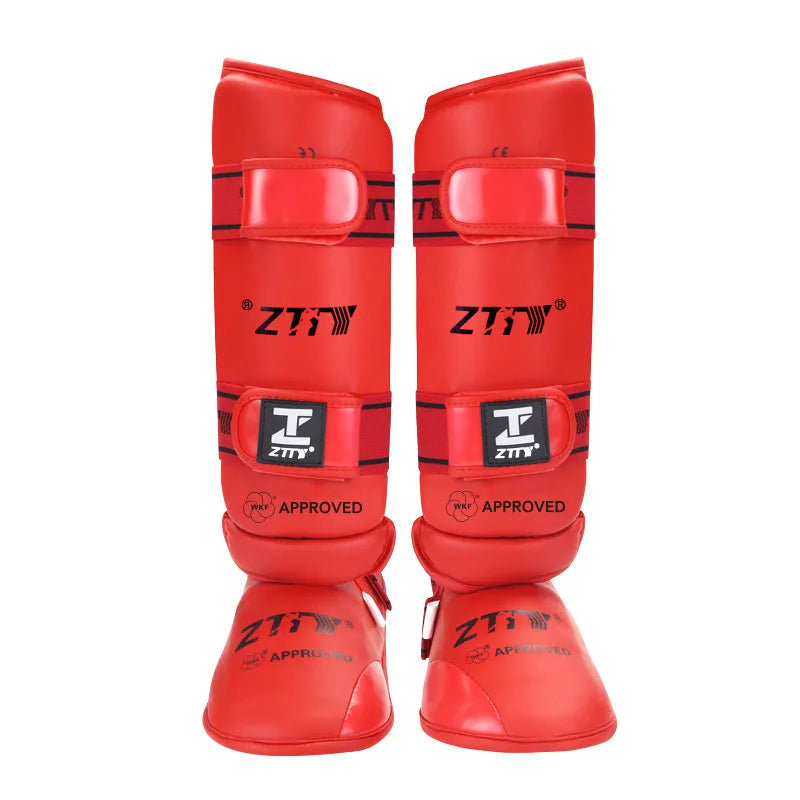 Professional Wkf Approved Martial Arts Training Protector Foot Guard Karate Protector Shin Instep Guards