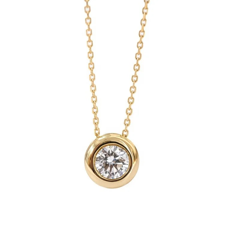 Ruyi 14K 18k Real Yellow Gold Necklace Lab Grown Created Diamond Choker Necklace Women Fine Jewelry