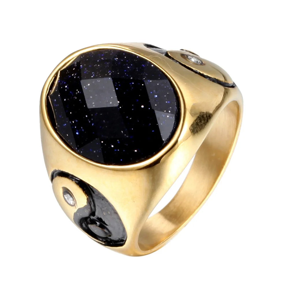 Stainless Steel Gemstone Ring Fashion Personality Men's Popular Ring