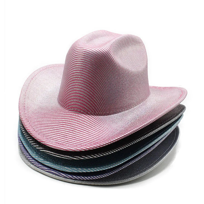 New Party Performance Fluorescent Big Brim Knight Colorful pink Cowboy Hat Western Top Cowboy Hats