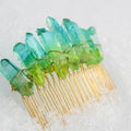 Diy Top Selling Plated Colorful Multicolored Hair Comb Natural Green Blue Crystal Hair Comb