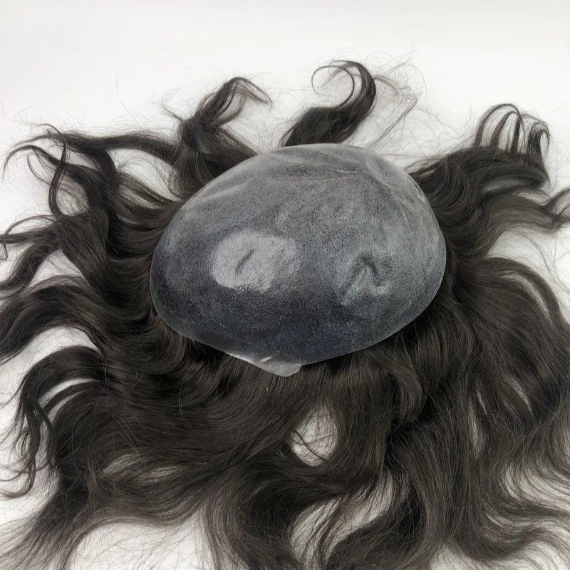 Emeda Wholesale Thin Skin Full PU Toupee 10inch Long Length Remy Human Hair Replacement for Men