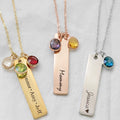 Good Selling Stainless Steel Flower Letter Pendant With Zircon Necklace Custom Logo Vertical Bar Pendant Necklace