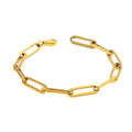 High End Gold Plated Simple Paper Link Chain Clip Stainless Steel  Bracelet for Women Wholesale Jewelry