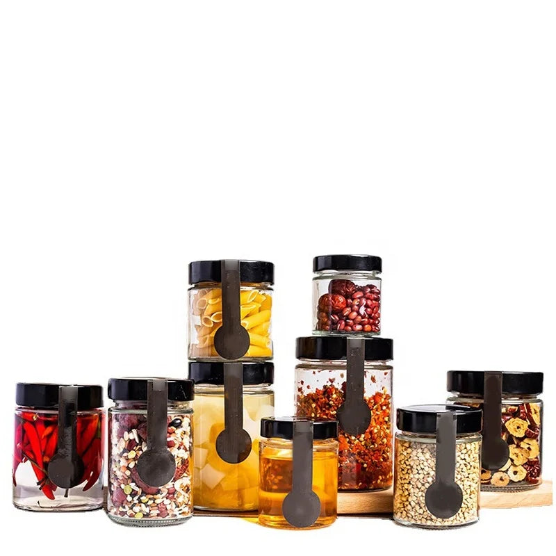 Round Kitchen Canisters 100ml 150ml 180ml 220ml 280ml 380ml 500ml Storage Jar with Lid Glass Jar for Pickle Jam